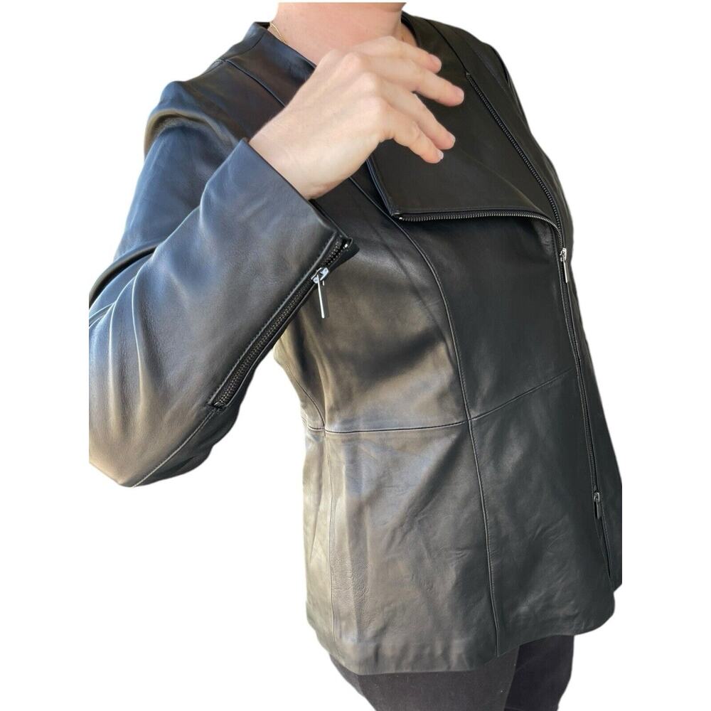 Neiman Marcus Exclusive Black Soft Leather Moto Zip Jacket Size XL NWT $495 - Picture 6 of 7